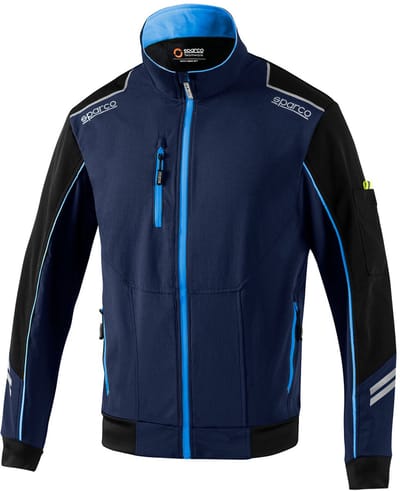 Sparco Light-Shell Jas Tech Austin Softshell Jas - Zwart — Blauw — XS