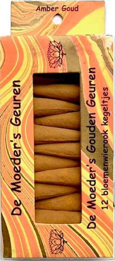 Wierook Amber Goud - 12 Bloemenwierook Kegeltjes - De Moeder's Geuren