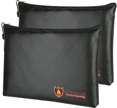 Vuurvaste documententas 2 stuks - waterdichte tas voor documenten, geld en waardevolle spullen - grote capaciteit, 34 x 25 cm