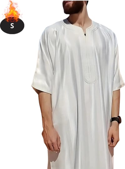 Nivard Islamitische Kleding - Djellaba Heren - Moslim Kleding - Arabisch Mannen Kaftan - Alhamdulillah - Wit S