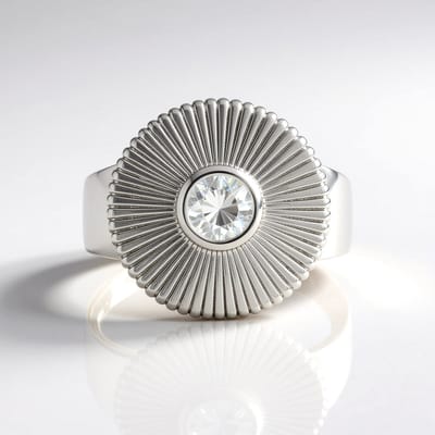 Cavill - Zilveren ring met 0,661 ct Cambodjaanse zircon - 925 Sterling Zilver met platina - Ronde briljant geslepen ring - Elegante sieraden dames