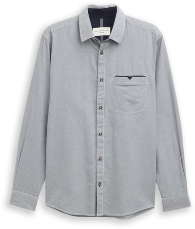 Tom Tailor - Regular fit overhemd met borstzak - Maat XS - blue small structure