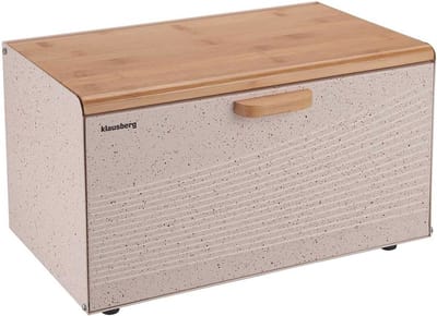 Ruime Broodtrommel van Hout en Roestvrij Staal - Beige