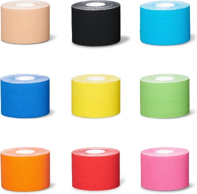 Jumada's Kinesiotape 3 rollen Sport tape - 1x zwart 1x blauw en 1x roze - 5M*5CM - Tape om het sporten makkelijker te maken
