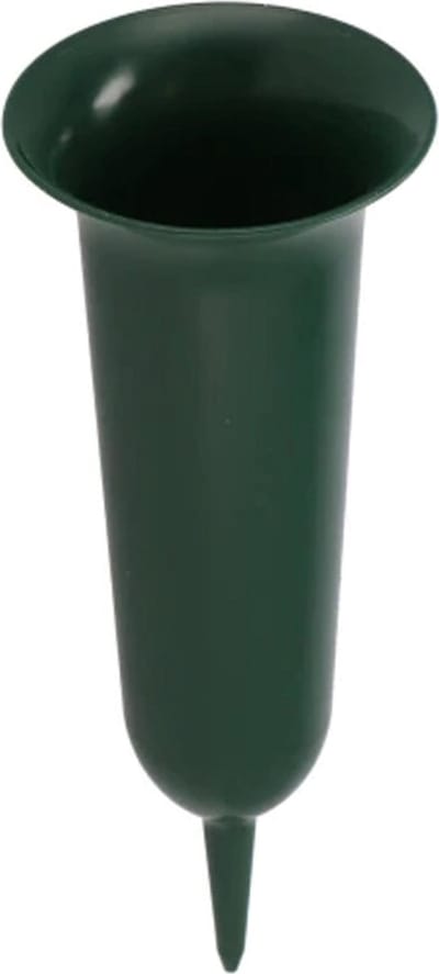 DK Design Grafvaas kunststof - groen - 42 cm - grafdecoratie - bloemenvaas voor herdenkingsplaats/kerkhof