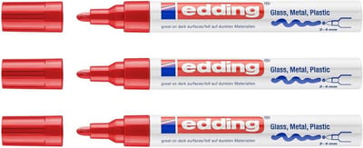 Lakmarker Set - Permanente Markers - Creatief Tekenen - Ondoorzichtige Inkt - 3 Stuks - Rood
