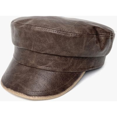 Herfst en Winter PU Leer Retro Achthoekige Hoed voor Dames met Oude Temperament en Veelzijdig Gezicht Klein Toonend Baret Koreaanse Stijl Rimpelhoed One Size black
