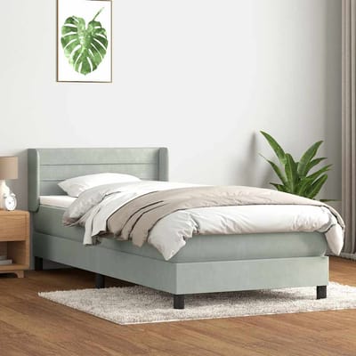 vidaXL - Boxspring - met - matras - fluweel - lichtgrijs - 80x220 - cm