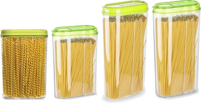 Plasticforte Voedselcontainers set - 4 stuks - groen - 2350ml en 1500ml - kunststof - voorraadpot