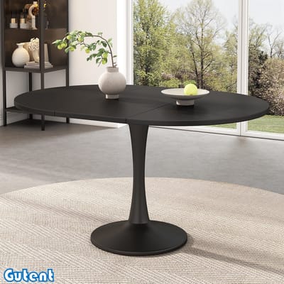 Gutent Uitschuifbare eettafel-ovaal-L100/140 x B100 x H75 cm-Modern minimalistisch-Zwart
