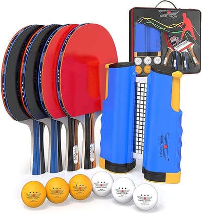 Professionele Pingpongpeddelset met Intrekbaar Net en Tafeltennisballen