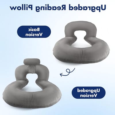 U-vormig Leeskussen met Neksteun, Grijs Rugkussen voor Gaming, Lezen, Werken en Ontspannen