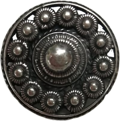 Zeeuws Meisje - Kleine bescheiden broche Zeeuwse knoop 27 mm met rand, zwaar verzilverd