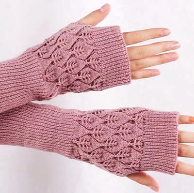 New Age Devi - Polswarmers Roze | Vingerloze Opengewerkte Gebreide Handschoenen | Handwarmers