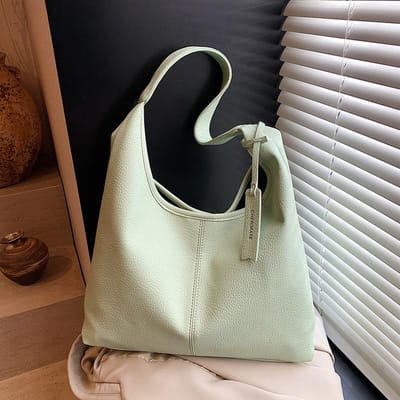 Handtas in Koreaanse stijl, mode, grote capaciteit, effen kleur, tote bag, casual lychee-patroon, okseltas, schoudertas black