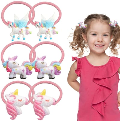 Dailygoods- Haarelastiekjes 3 paar schattige eenhoorn - Haarbanden - Paardenstaarthouders - Verjaardagscadeau - Hoogwaardig materiaal - Geschikt voor kinderen