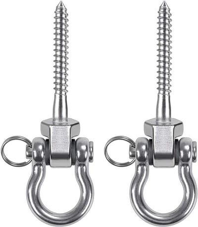 2 Stuks Hangende Schroeven 13cm Hammock Swing Hanger Rotatie RVS Bevestigingsset voor Binnen Buiten Speelplaats Stoel Yoga Touw Bokszak Zandzak 1800lbs