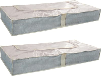 MSV opbergtas/beschermhoes beddengoed/kleding - 2x - voor onder bed - 109 x 46 x 15 cm