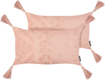 VALVARIA - Sierkussen set van 2 - Perzik - 30 x 50 cm - Katoen