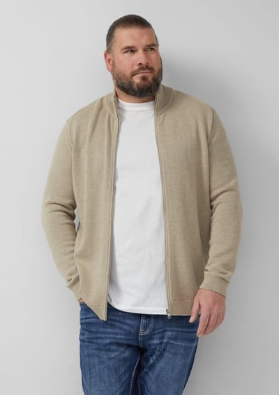s.Oliver - male - Katoenen vest met opstaande kraag en logopatch