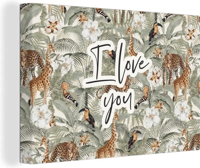 Canvas Schilderij I love you - BFF - Vriendin - Vriend - Quotes - Spreuken - 30x20 cm - Wanddecoratie