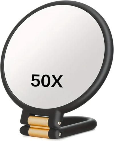Vergrootspiegel 50X - Dubbelzijdig Make-up - Gedetailleerde Verzorging - 360° Verstelbaar - 16.5 x 16 cm - Zwart