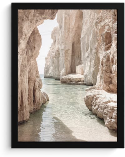 Poster in lijst - Fotolijst 30x40 cm - Posters - Rotsen - Zee - Zand - Kloof - Posterlijst zwart - Decoratie - Wanddecoratie woonkamer - Muurdecoratie slaapkamer