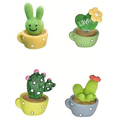 4PCS/Ensemble Animal Cactus Petite Plante en Pot Accessoires Intérieur Voiture Décoration Résine Climatiseur Bouche d'Aération Console Centrale