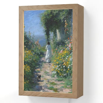 Wandlamp 20x30 cm - Oplaadbaar - Kat - Vrouw - Bloemen - Huis - Wandlampen binnen woonkamer - Slaapkamer lamp met kabel - Decoratieve nachtlamp - Vloerlamp snoer