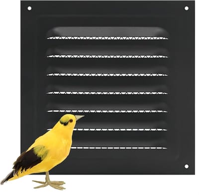 Ventilatierooster - Rooster met insectenhor - Ventilatie Verbeteren - Roestvrij staal - 15x15 cm - Zwart