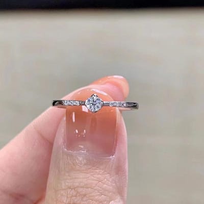925 Sterling Zilver Moissanite Ring Ins Trendy Cool Mode Persoonlijkheid Licht Luxe Dames Sieraden 10 gray