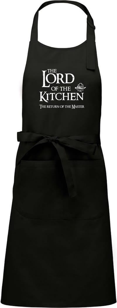 mijncadeautje - Luxe - Keuken - Kook - Barbecueschort - BBQ schort - The Lord of the Kitchen - The return of the Master - zwart