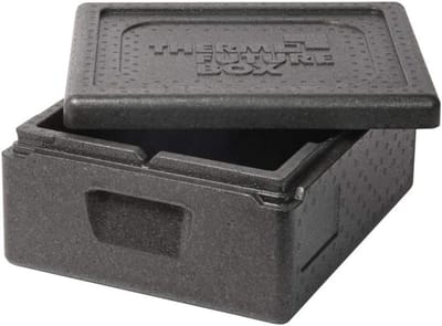 Koelbox en transportbox met deksel, thermobox van EPP, zwart, 10 liter