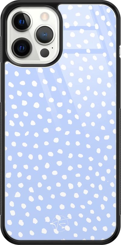 Hoesje geschikt voor iPhone 12 Pro Max - Paars lila stippen - Luxe Hard Case - Gestipt - Paars - Mooie Telefoonhoesjes