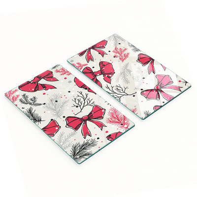 Duurzame en stijlvolle glazen borden met kerstlintpatroon, 2x30x52 cm