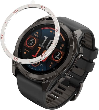kwmobile Beschermende Ring geschikt voor Garmin Fenix 8 47mm AMOLED Fitness Tracker - Bezel Ring voor smartwatch - Beschermring voor smartwatch in zilver / rood.