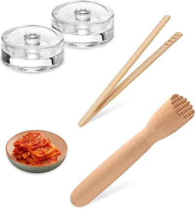 Glazen Fermentatiepot met Gewichten en Handvat voor het Fermenteren van Zuurkool en Kimchi, Ideaal voor Thuisgebruik