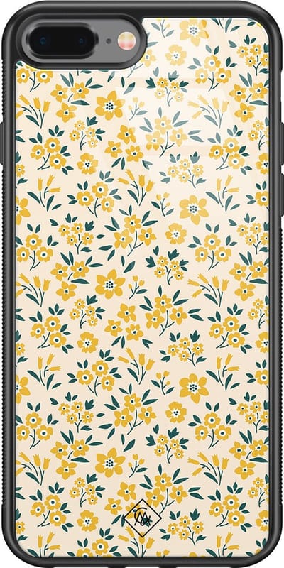 Casimoda® hoesje - Geschikt voor iPhone 8 Plus - Yellow Garden - Luxe Hard Case Zwart - Backcover telefoonhoesje - Geel