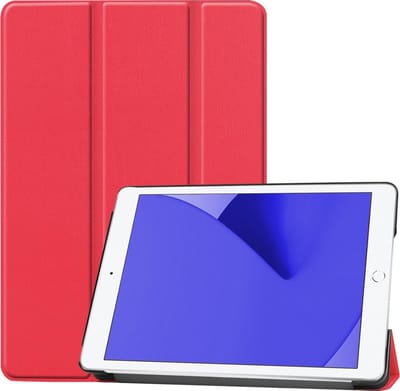 Hoes - Geschikt voor Apple iPad 8 (2020) - 10.2 inch - 8e Generatie - Dun & Stevig - Trifold Bookcase - Hard Cover - Hardcover Book Case - Tablet Hoesje - Rood