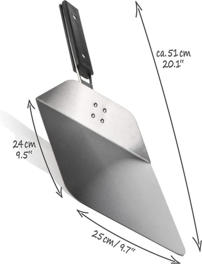 Thijox - Pizzaschop Roestvrij Staal 430 - Inklapbare Pizzaschep met Houten Handvat - Perfect voor Pizza, Tarte Flambée, Broodjes en Brood - Zilverkleu