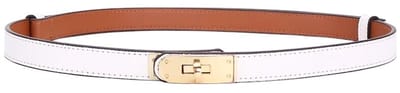 Golden Lock Riem - Wit/Goud | 85 cm | Hoogwaardig PU-Leder | Tailleriem | Fashion Favorite