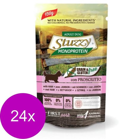 Stuzzy Dog Grain Free Monoprotein Pouch 150 g - Hondenvoer - 24 x Ham