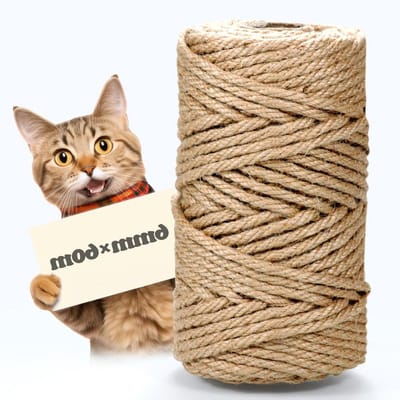 Natuurlijke Sisal Touw voor Krabpaal, 6 mm x 60 m, Duurzaam Touw voor Huisdieren, Tuin en Doe-het-zelf Projecten