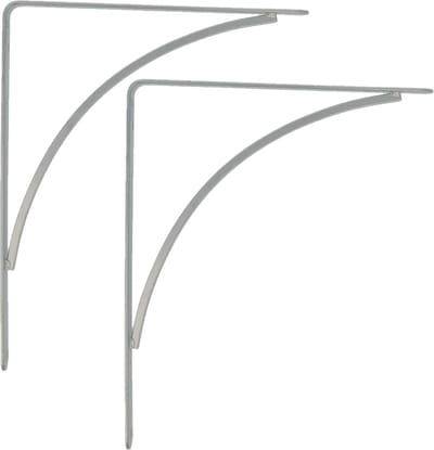 AMIG Plankdrager/planksteun van metaal - 2x - gelakt zilvergrijs - H250 x B200 mm - boekenplank steunen - tot 65 kg