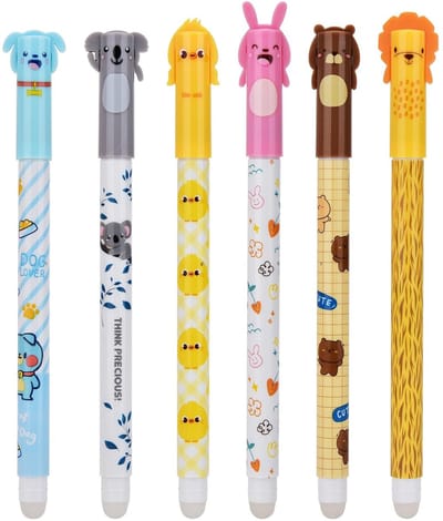 Dailygoods - Uitwisbare balpen, 6 blauw, uitwisbare gelpen, 0,5 mm, uitwisbare pen, uitwisbare pen voor kinderen, studenten, cadeau, school, kantoorbenodigdheden