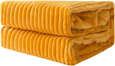 Zachte Flanellen Fleece Plaid voor Bank en Bed - Comfortabele Deken voor Slaapkamer en Reizen - 125 x 150 cm Oranje