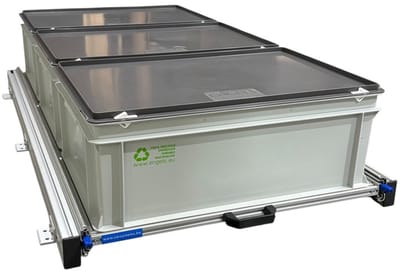 aluminium schuifframe voor camper 120x60 cm - 130 kg belastbaar - met 3 gesloten normbakken