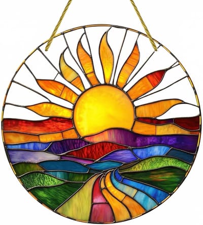 acryl zonnevanger, ronde raamdecoratie hangend met ketting voor tuin, balkon, woonkamer, slaapkamer, raam, terras, muur
