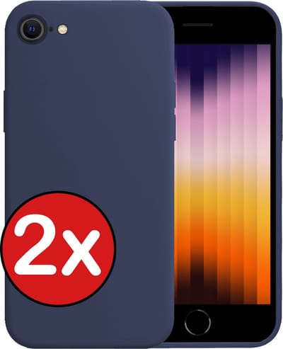 Hoesje - 2 Stuks - Geschikt voor Apple iPhone SE (2022) - Sterk & Shockproof - Telefoonhoes - Back Cover - Case Siliconen - Telefoon Hoes - Donkerblauw