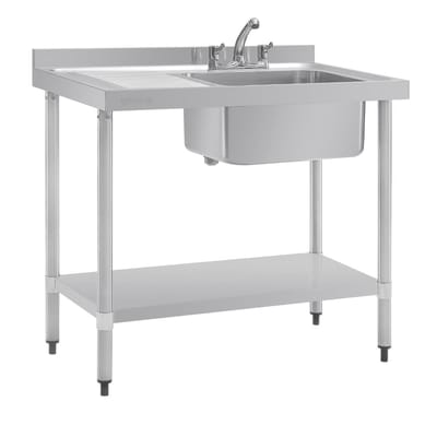 Vogue RVS Spoeltafel Met Afdruiprek Links - Vogue DY821 - Horeca & Professioneel